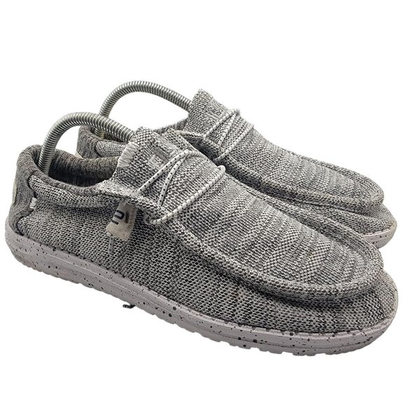 Hey Dude Wally Stretch Aggregate Mens 8 Gray Lightweight Slip On Casual Comfort - Picture 1 of 12